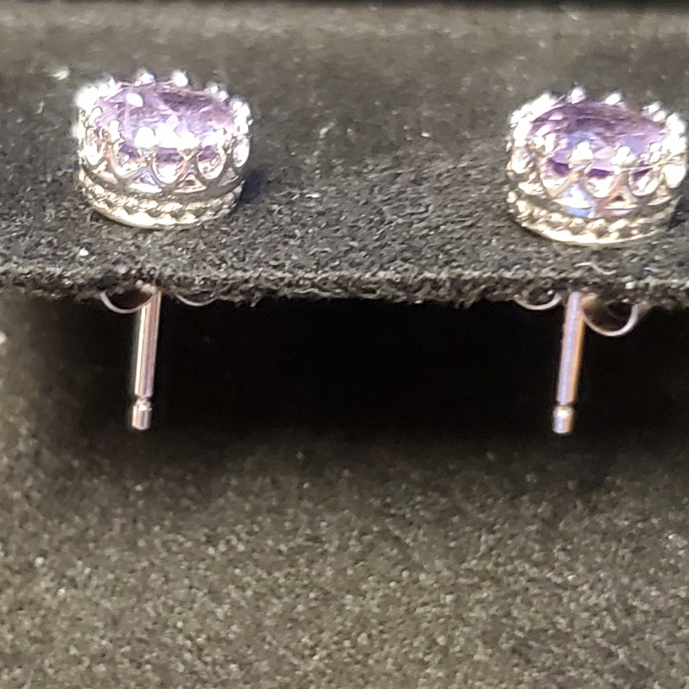 Amethyst Sterling Silver Crown Studs